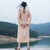 2018 nude pink wool coat plus size tie waist Winter coat lapel collar jacket