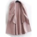 Fine pink Woolen Notched Coat Women oversize mid-length pockets coats