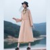 2018 nude pink wool coat plus size tie waist Winter coat lapel collar jacket